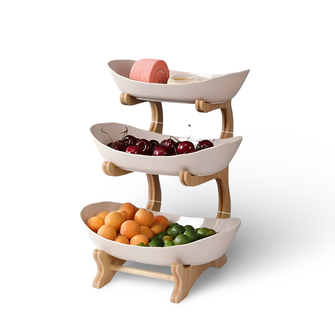 Skanto | Tre nivå fruktskål – Moderne flerlagd snacks- og fruktutstillingsstativ