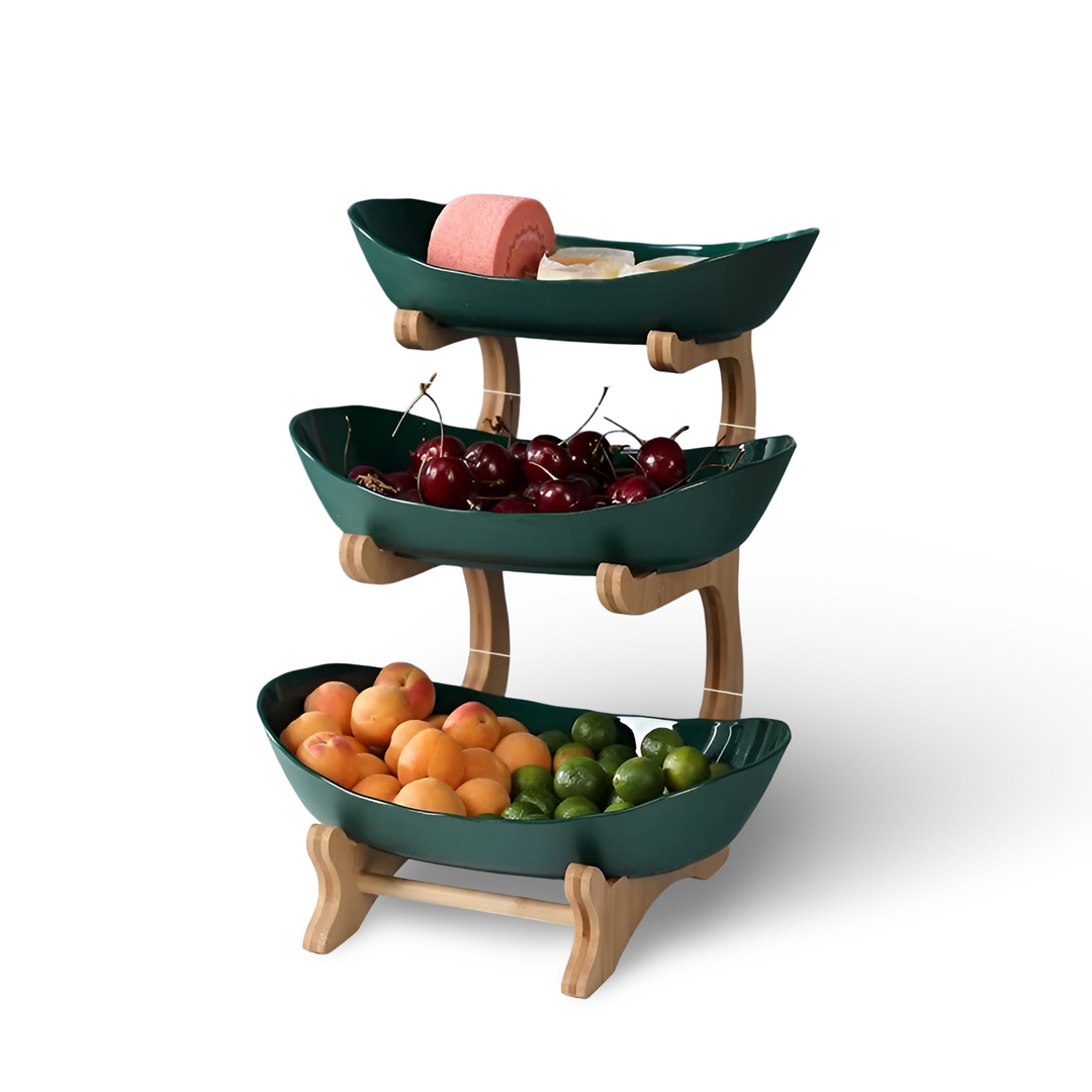 Skanto | Tre nivå fruktskål – Moderne flerlagd snacks- og fruktutstillingsstativ