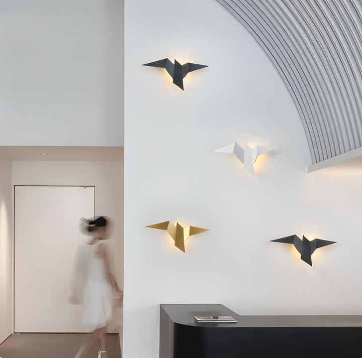 Skanto | OriTori Vegglampe - Geometrisk Origami Fugl Vegglampe - Japansk Stil Vegglampe Design