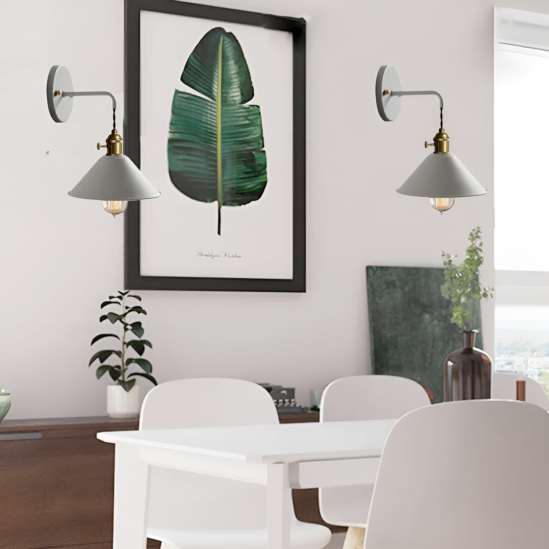 Skanto | Retro Vintage Vegglampe - Vintage-inspirert Kjegle Metall Vegglampe