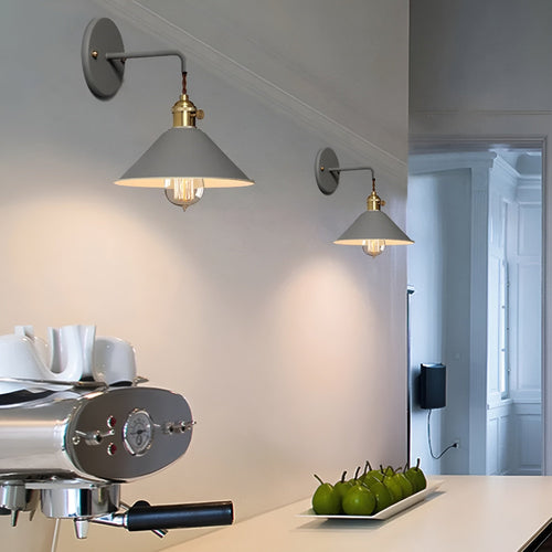 Skanto | Retro Vintage Vegglampe - Vintage-inspirert Kjegle Metall Vegglampe