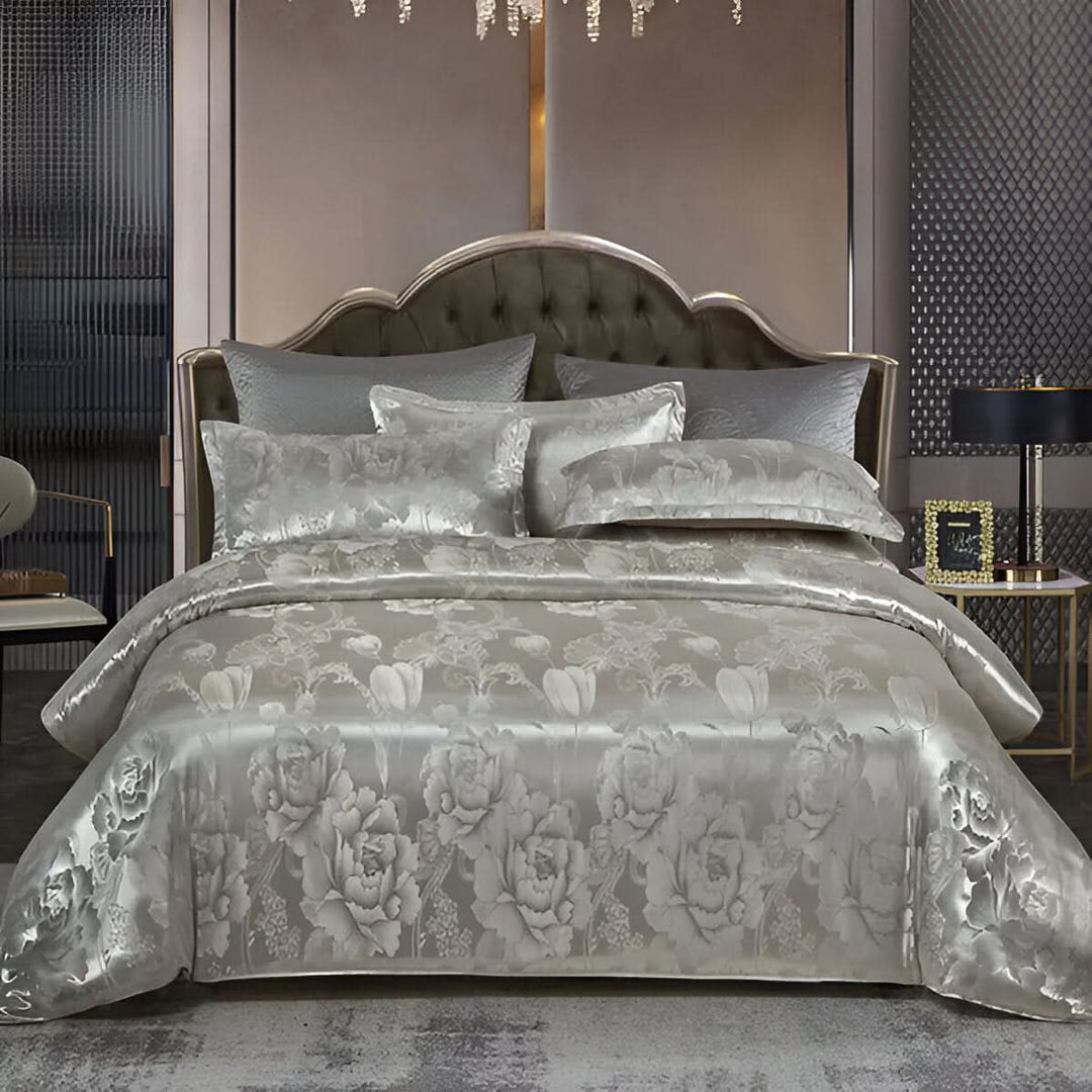 SILKLOFT – Elegantes Satin-Jacquard-Bettwäscheset