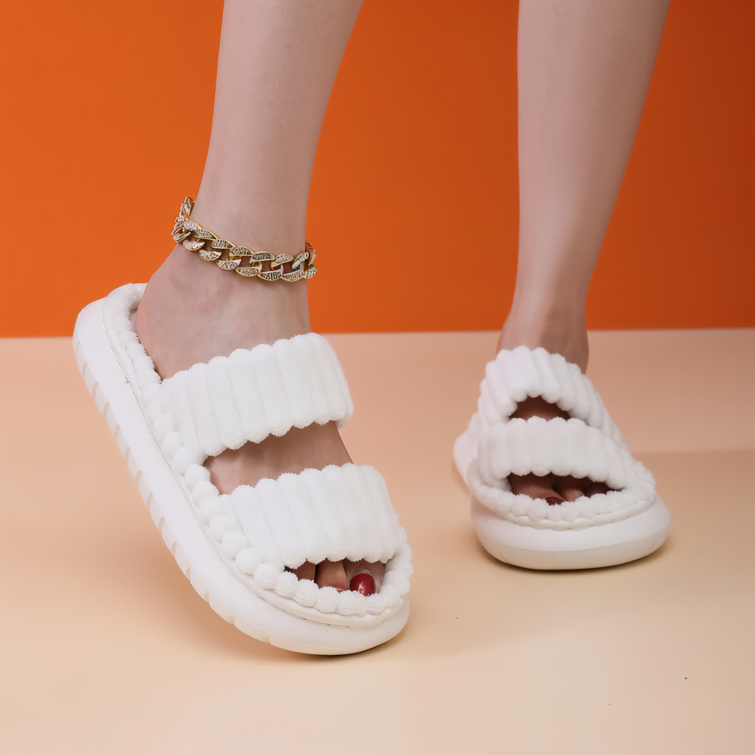 Skanto | Sofie - Plush Lined Slippers with Cross Band