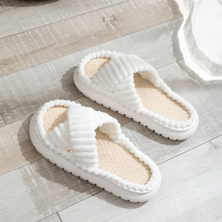 Skanto | Sofie - Plush Lined Slippers with Cross Band