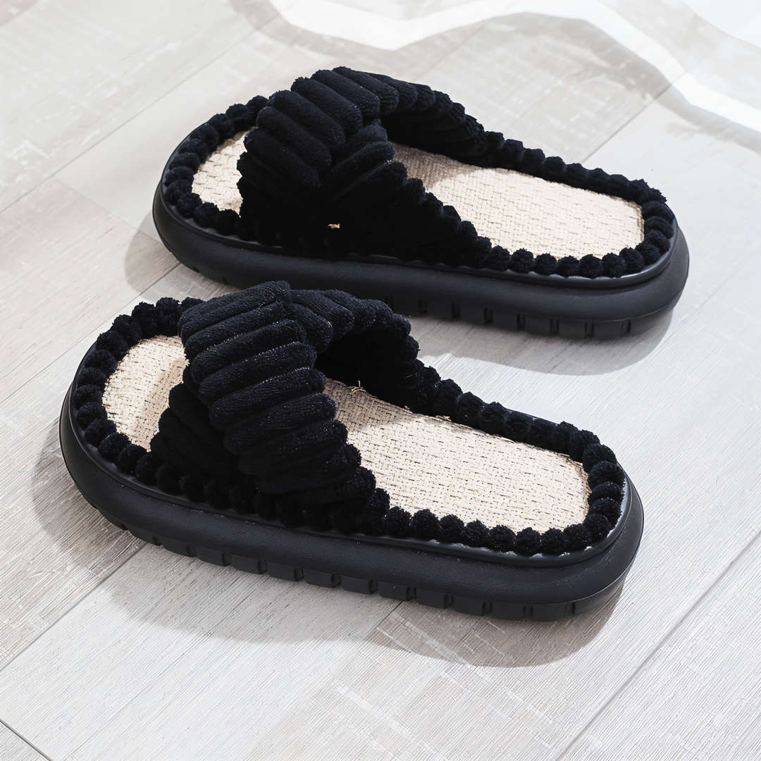 Skanto | Sofie - Plush Lined Slippers with Cross Band