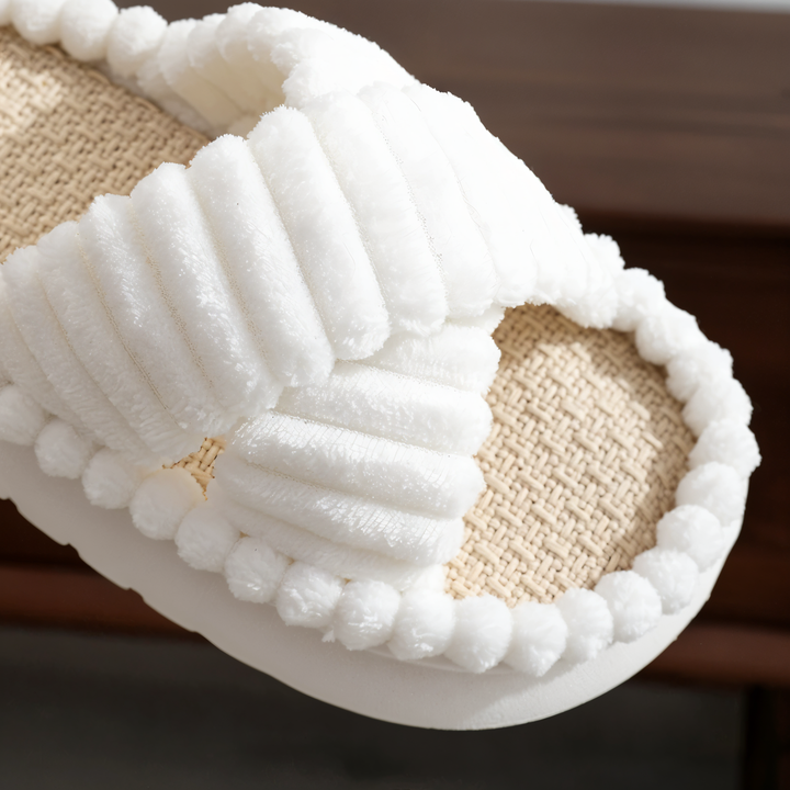 Skanto | Sofie - Plush Lined Slippers with Cross Band