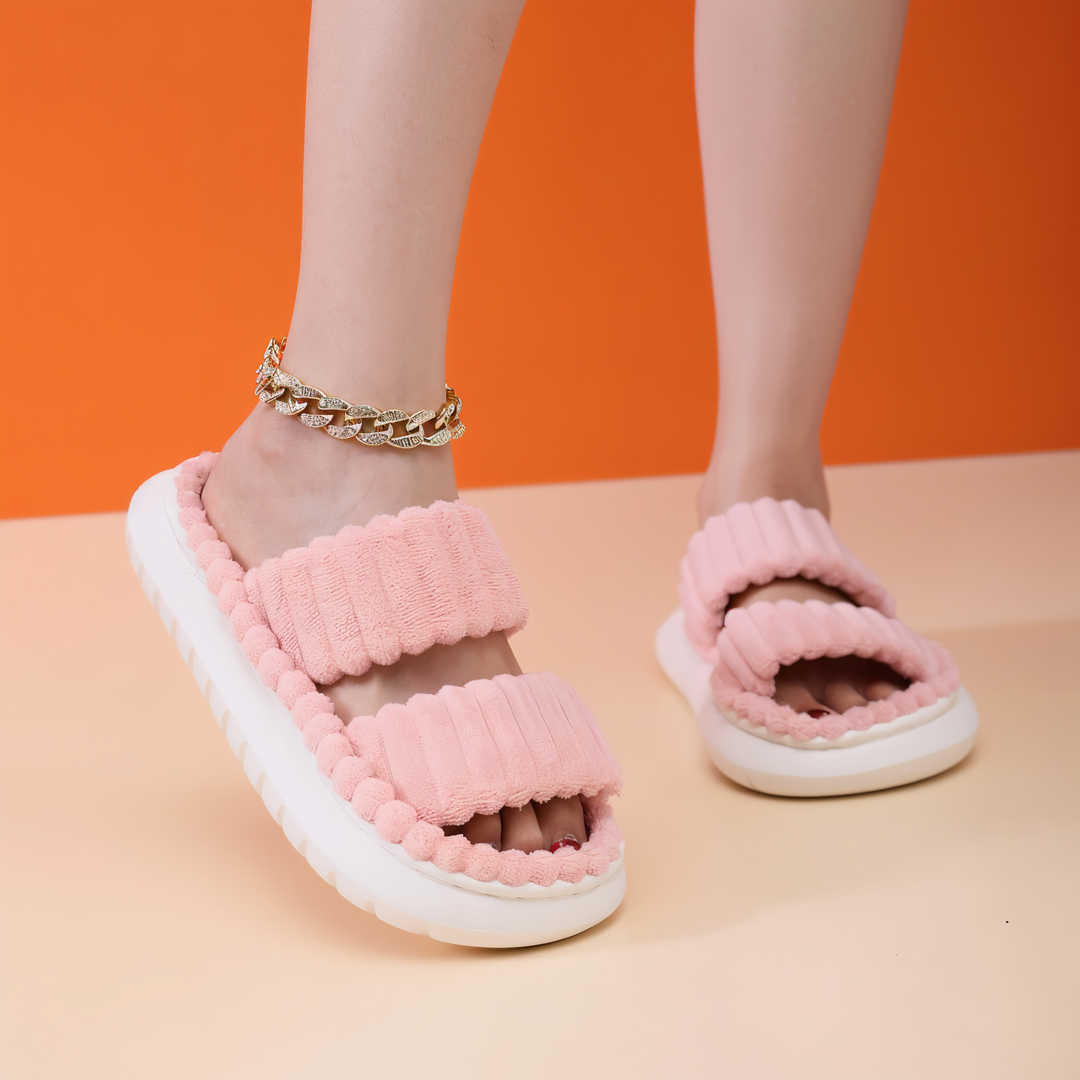 Skanto | Sofie - Plush Lined Slippers with Cross Band