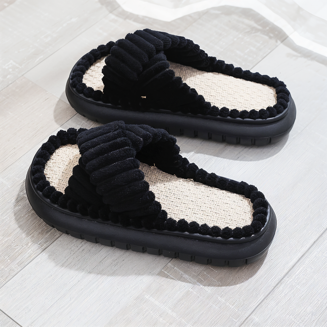 Skanto | Sofie - Plush Lined Slippers with Cross Band