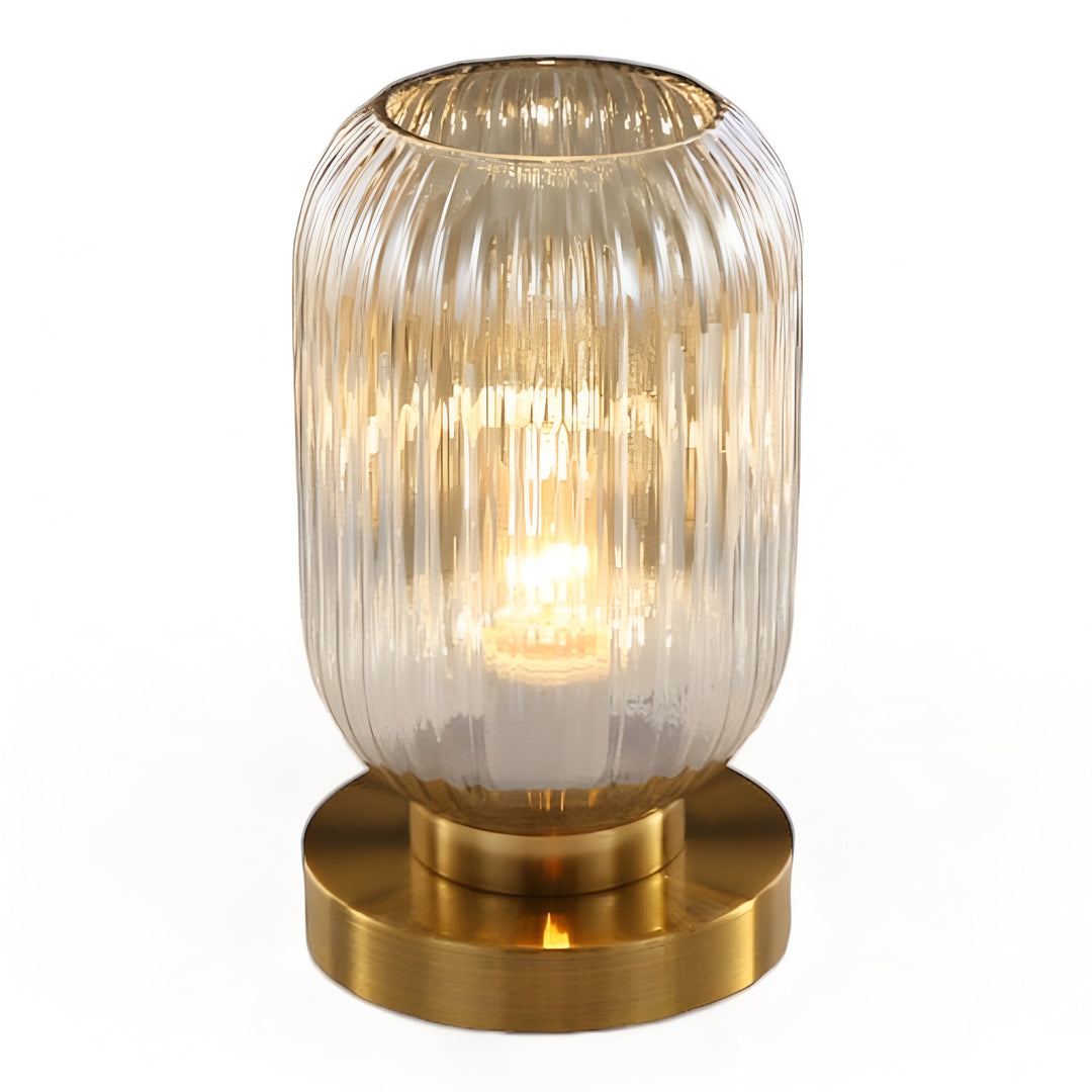 Skanto | Nordisk Bordlampe med Ribbebehandlet Glass