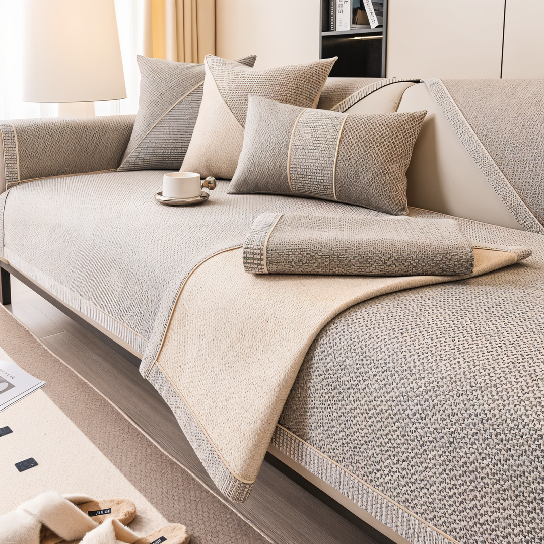 Skanto | Solid Satin Sofa Cover – Non-glidende bomull og polyesterbeskytter