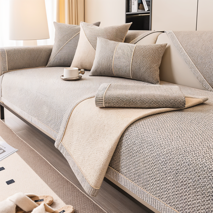 Skanto | Solid Satin Sofa Cover – Non-glidende bomull og polyesterbeskytter