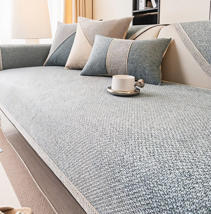 Skanto | Solid Satin Sofa Cover – Non-glidende bomull og polyesterbeskytter