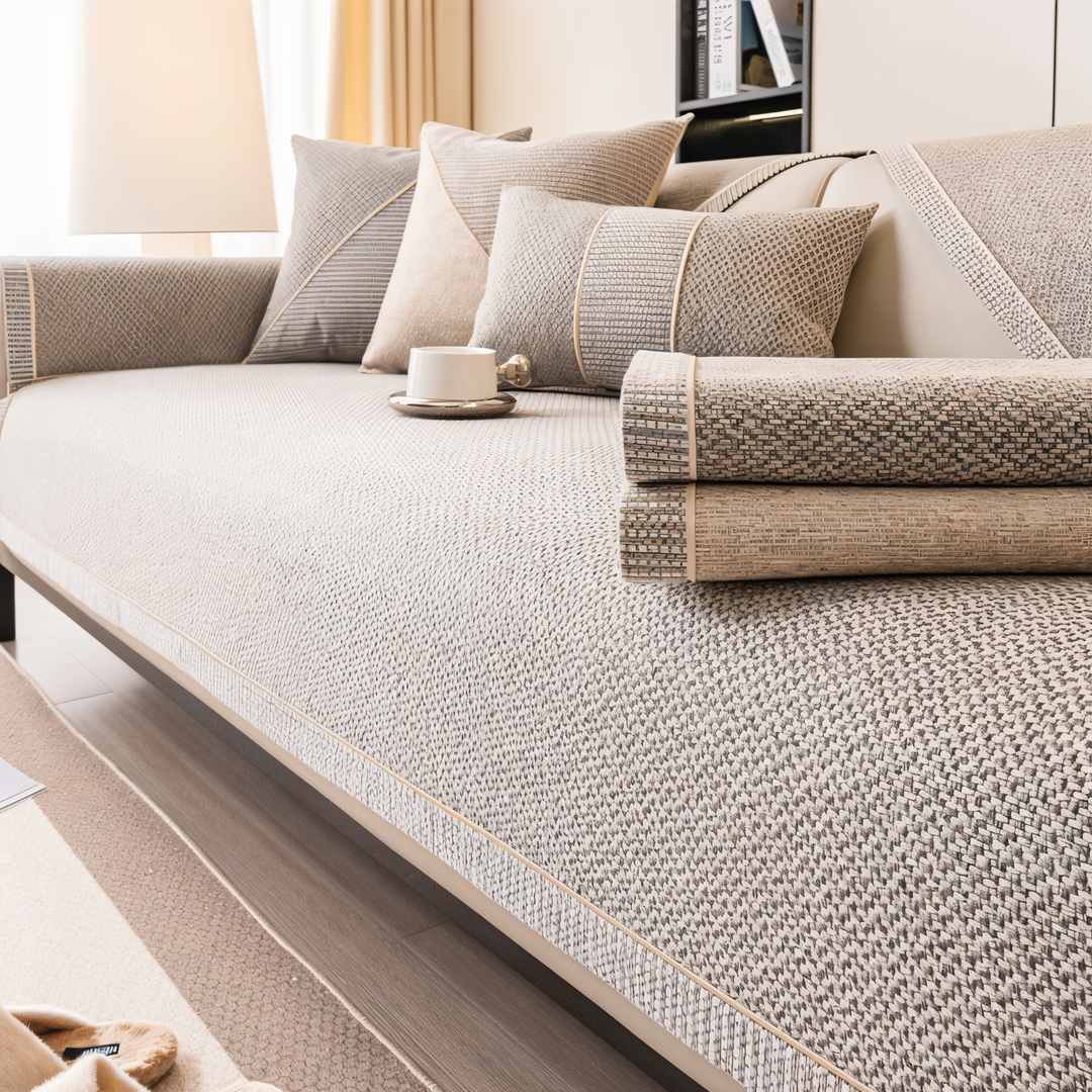 Skanto | Solid Satin Sofa Cover – Non-glidende bomull og polyesterbeskytter