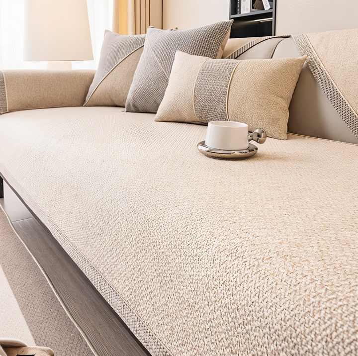 Skanto | Solid Satin Sofa Cover – Non-glidende bomull og polyesterbeskytter