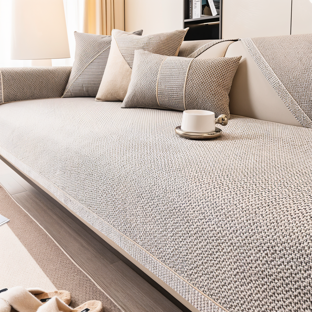 Skanto | Solid Satin Sofa Cover – Non-glidende bomull og polyesterbeskytter