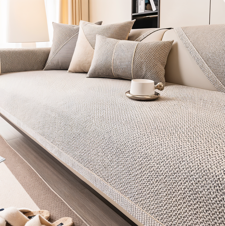 Skanto | Solid Satin Sofa Cover – Non-glidende bomull og polyesterbeskytter