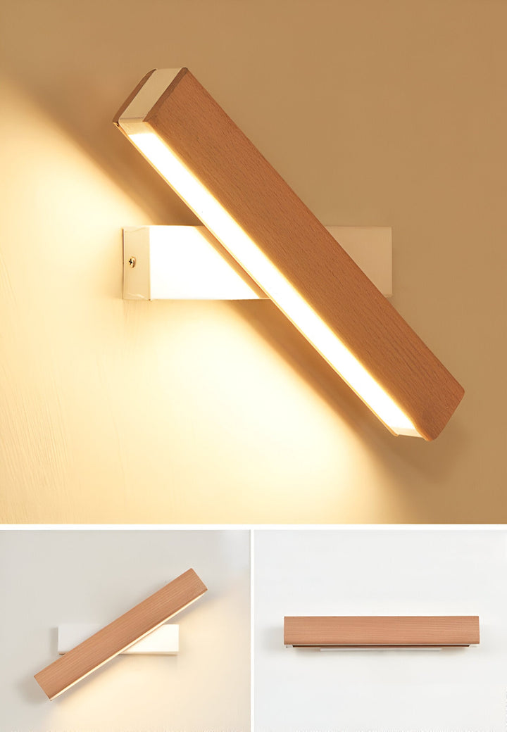 Skanto | TwistLED Vegglampe - 360° roterbar rektangulær LED vegglampe laget av tre