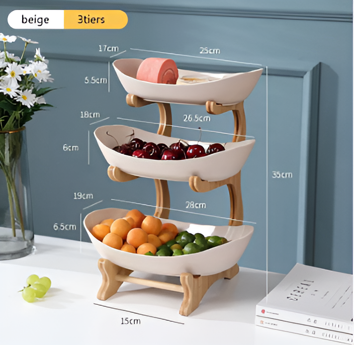 Skanto | Tre nivå fruktskål – Moderne flerlagd snacks- og fruktutstillingsstativ