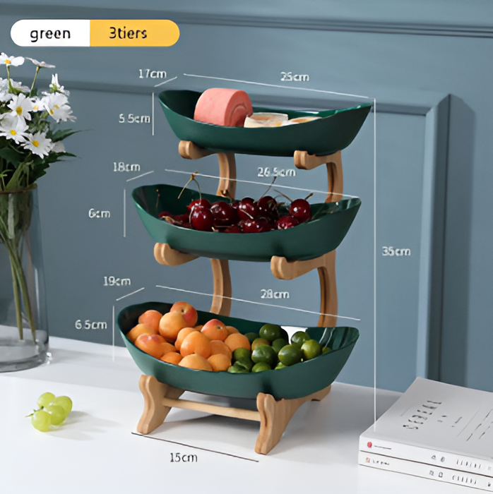 Skanto | Tre nivå fruktskål – Moderne flerlagd snacks- og fruktutstillingsstativ
