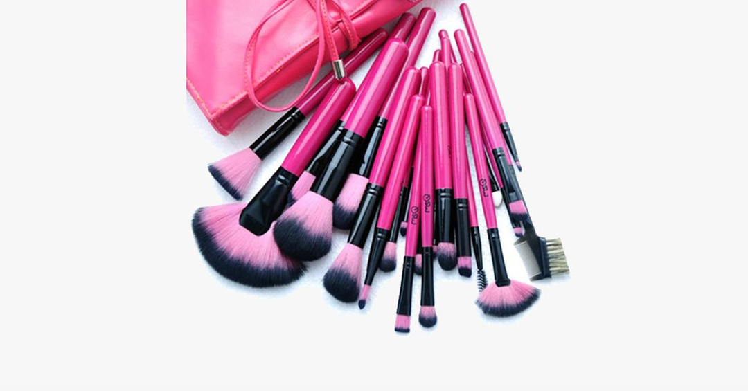 Skanto | Hot Pink 24-dels sminkebørstesett