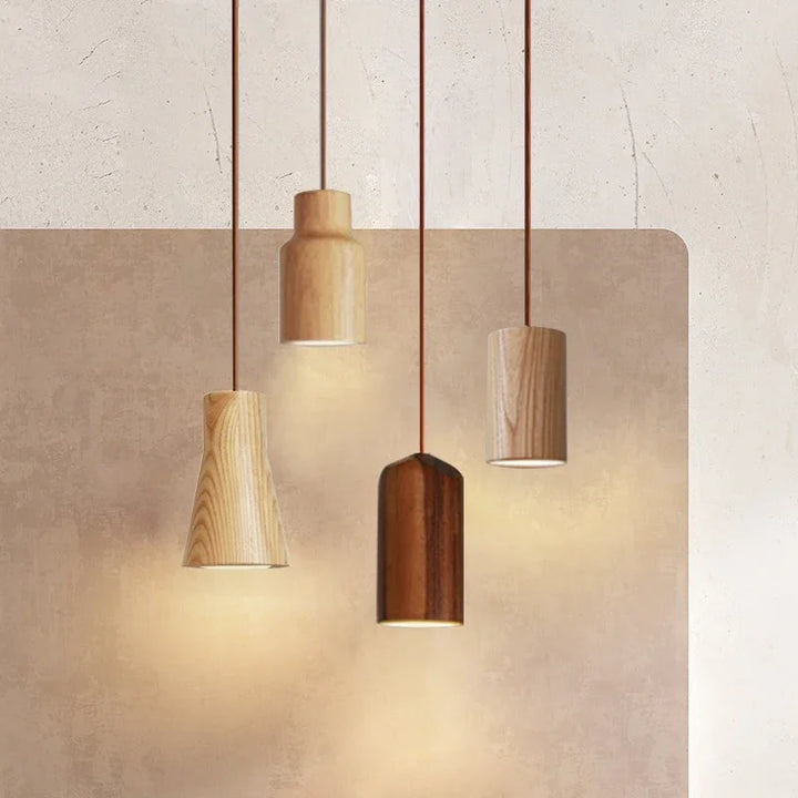 Skandinavisk pendellampe i tre – Minimalistisk design for stue og soverom | Naturlig treutseende