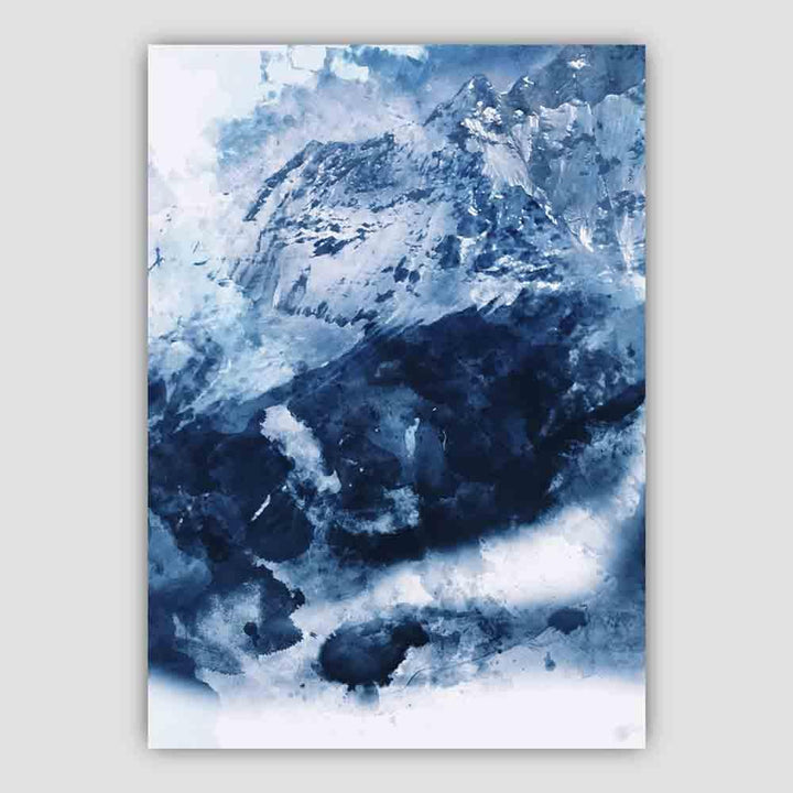 Blå abstrakt fjell akvarell kunsttrykk nr. 3