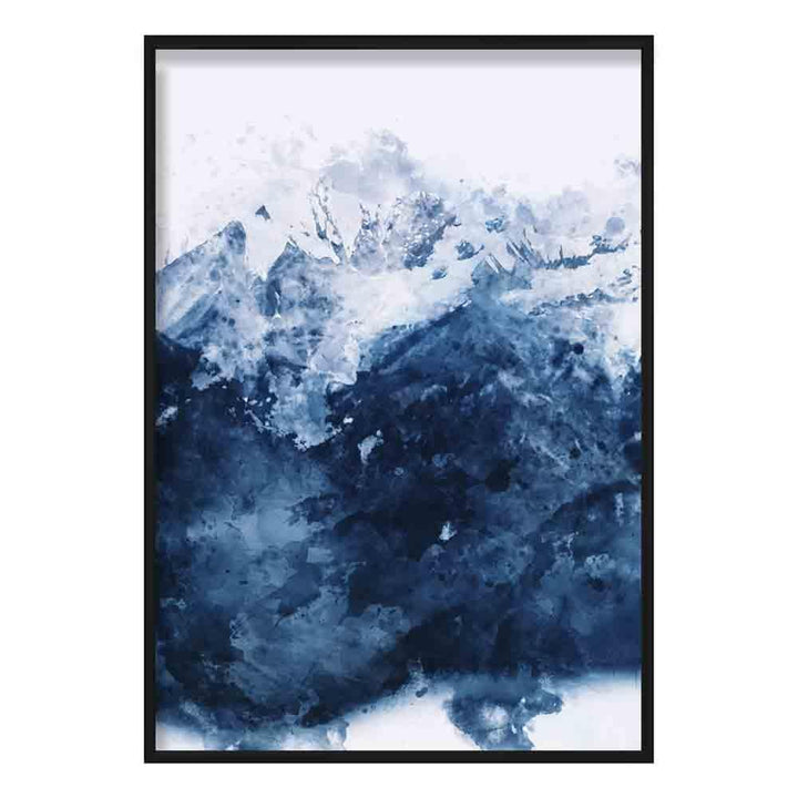 Blå abstrakt fjell akvarell kunsttrykk nr. 2