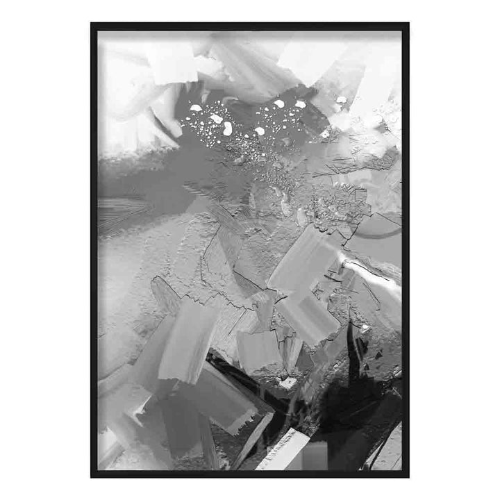 Abstrakt, teksturert maleri i svart og grått nr. 1 kunsttrykk