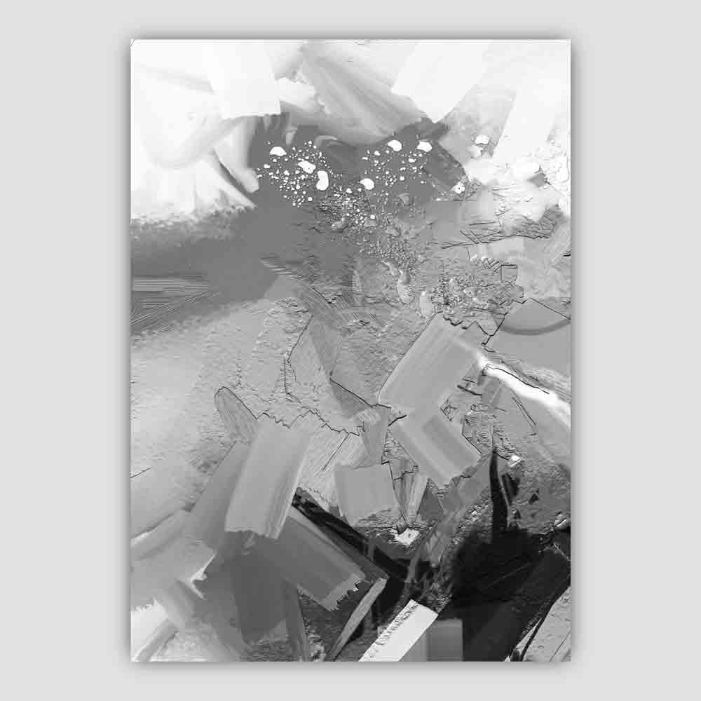 Abstrakt, teksturert maleri i svart og grått nr. 1 kunsttrykk