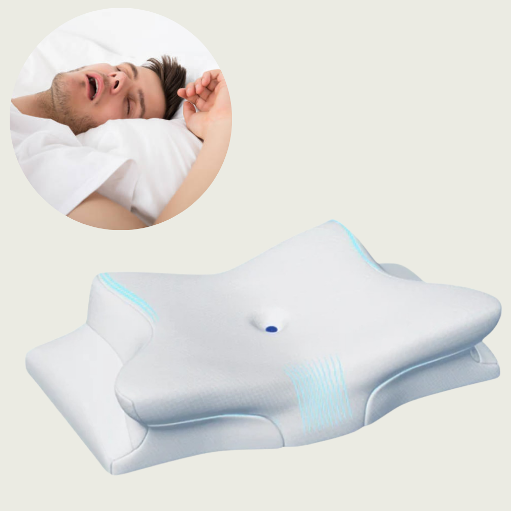Skanto | Anti-Snorke Pute | Ergonomisk Nakke- og Hode Støtte | Hvit