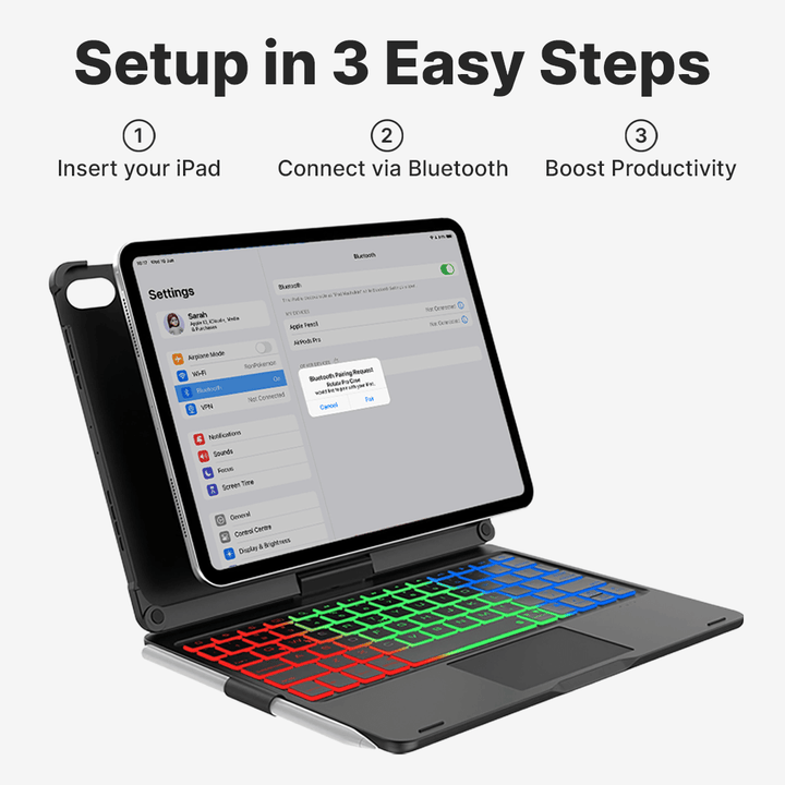 Skanto | Trådløs tastaturdeksel for iPad - Roterende design