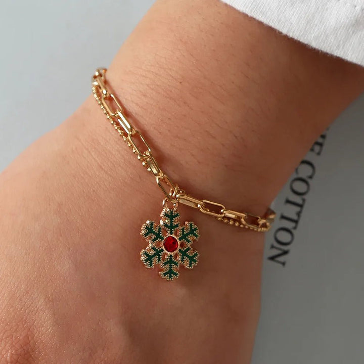 Skanto | Justerbar, gullbelagt, festlig charm armbånd for julestemning