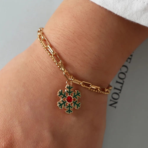 Skanto | Justerbar, gullbelagt, festlig charm armbånd for julestemning