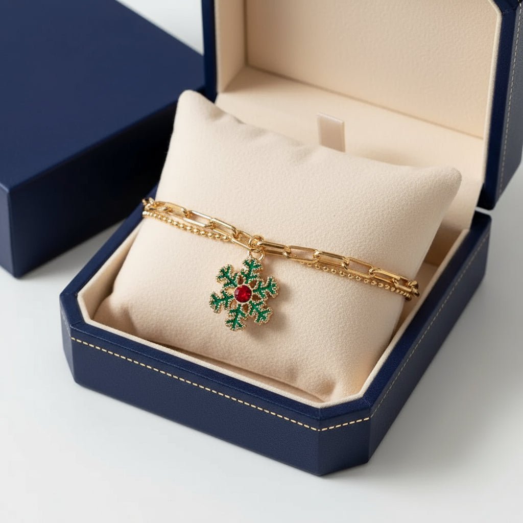 Skanto | Justerbar, gullbelagt, festlig charm armbånd for julestemning