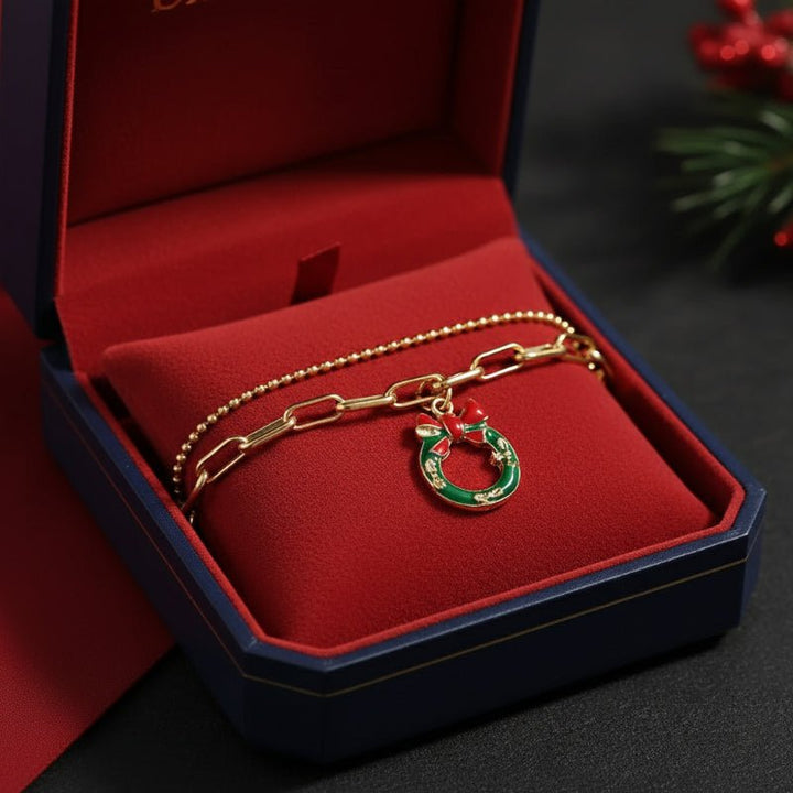 Skanto | Justerbar, gullbelagt, festlig charm armbånd for julestemning