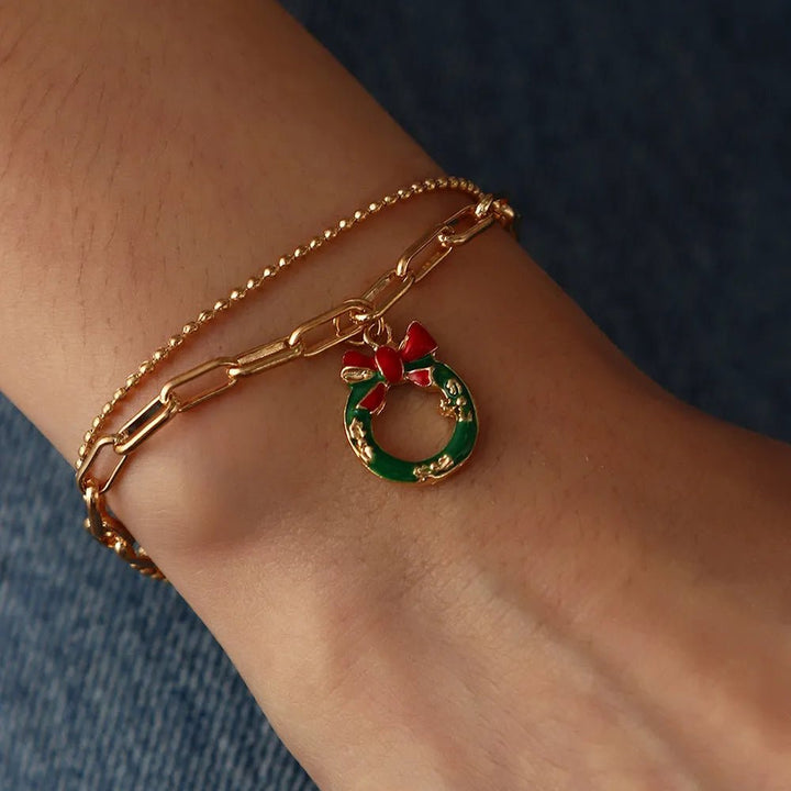 Skanto | Justerbar, gullbelagt, festlig charm armbånd for julestemning