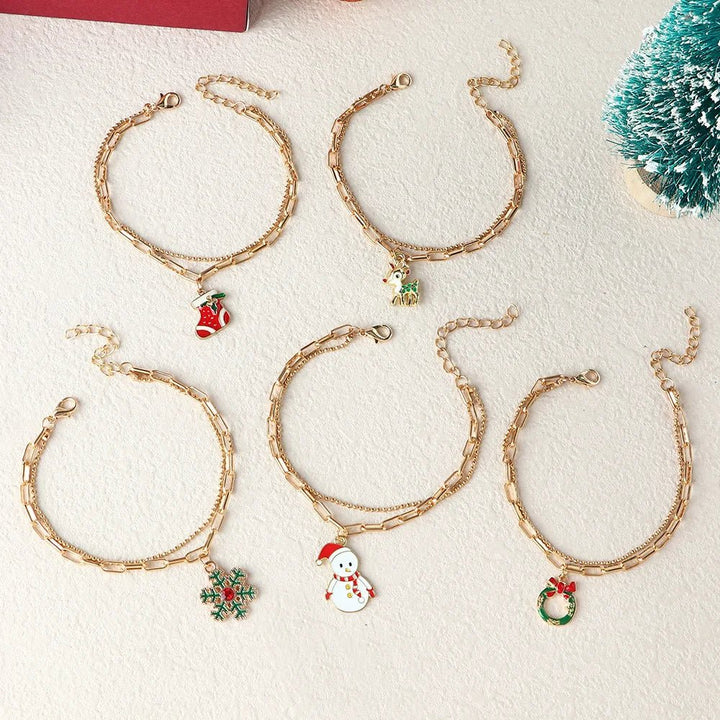 Skanto | Justerbar, gullbelagt, festlig charm armbånd for julestemning