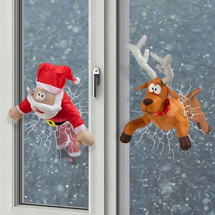 Skanto | WindowFest | Jule-vindu dekorasjon Santa reinsdyr festdekorasjon