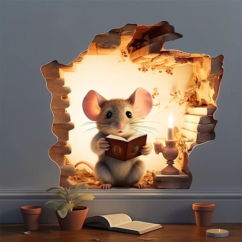 DecoraMice 3D-Cartoon-Wandtattoos | Niedliche Maus-Wandtattoos für Kinderzimmer und Wohnräume