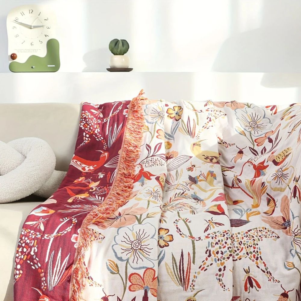 Skanto | Jungle Bloom Reversibel Bomullspledd
