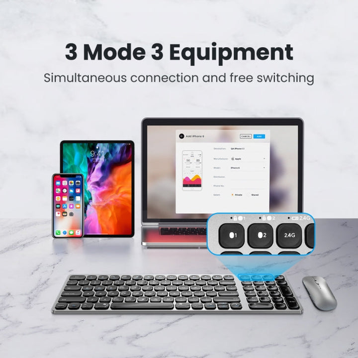 Skanto | K4500 Trådløst Bluetooth Tastatur + Tre-modus Stille Lademus Sett