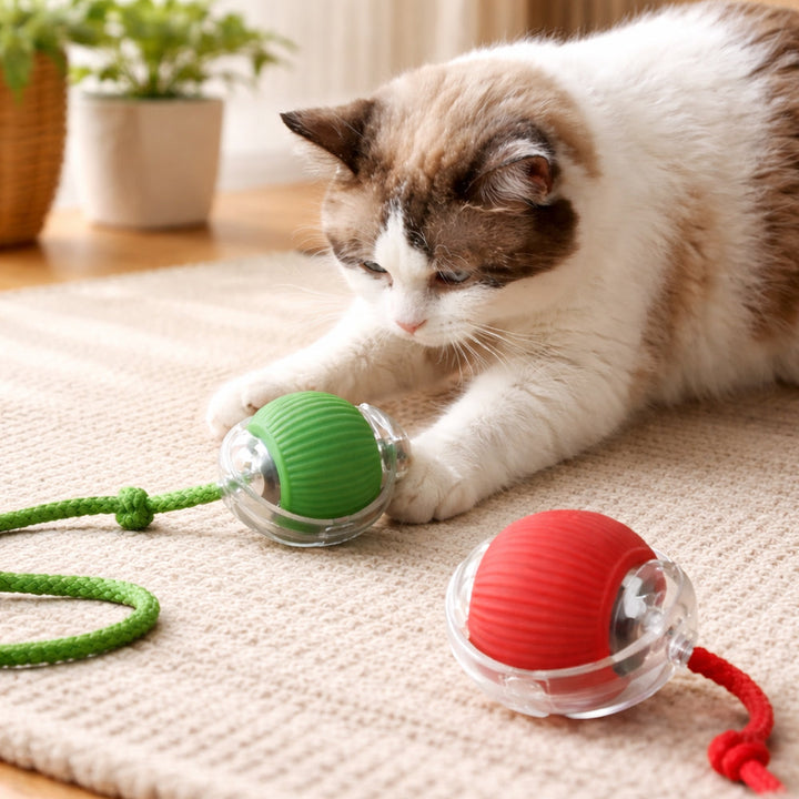 Smart interaktiv kattball med snor | Skanto