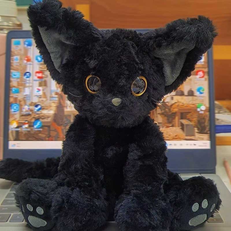 Skanto | Kawaii svart katt kosedyr stuffed animal