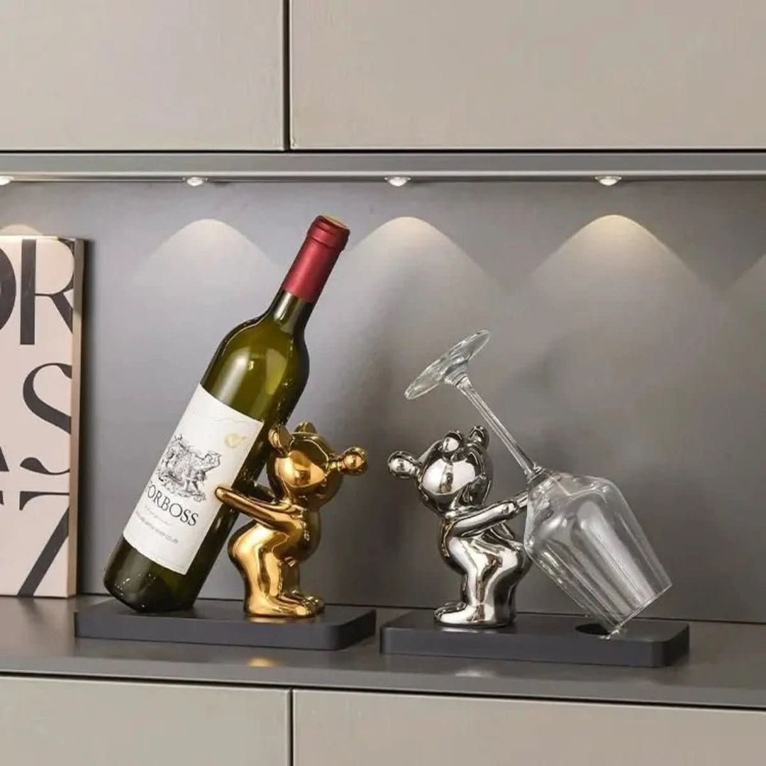 Skanto | Leken keramisk vinholder i bjørndesign for stilfull oppbevaring av flasker