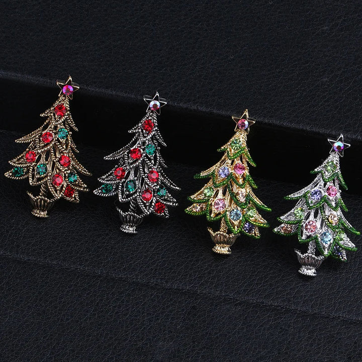 Skanto | Glaciara Juletrær Brosje – Multicolor Strass Brosje for Kvinner, Festlig Tilbehør & Elegant Gave