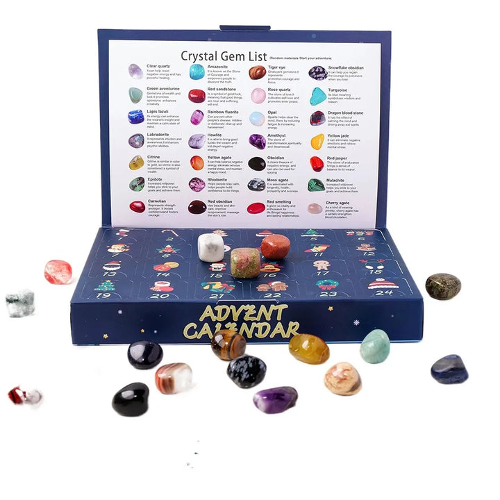 Skanto | GemNova Krystall Adventkalender – 24-dagers kalender med naturlige steiner & magisk utseende