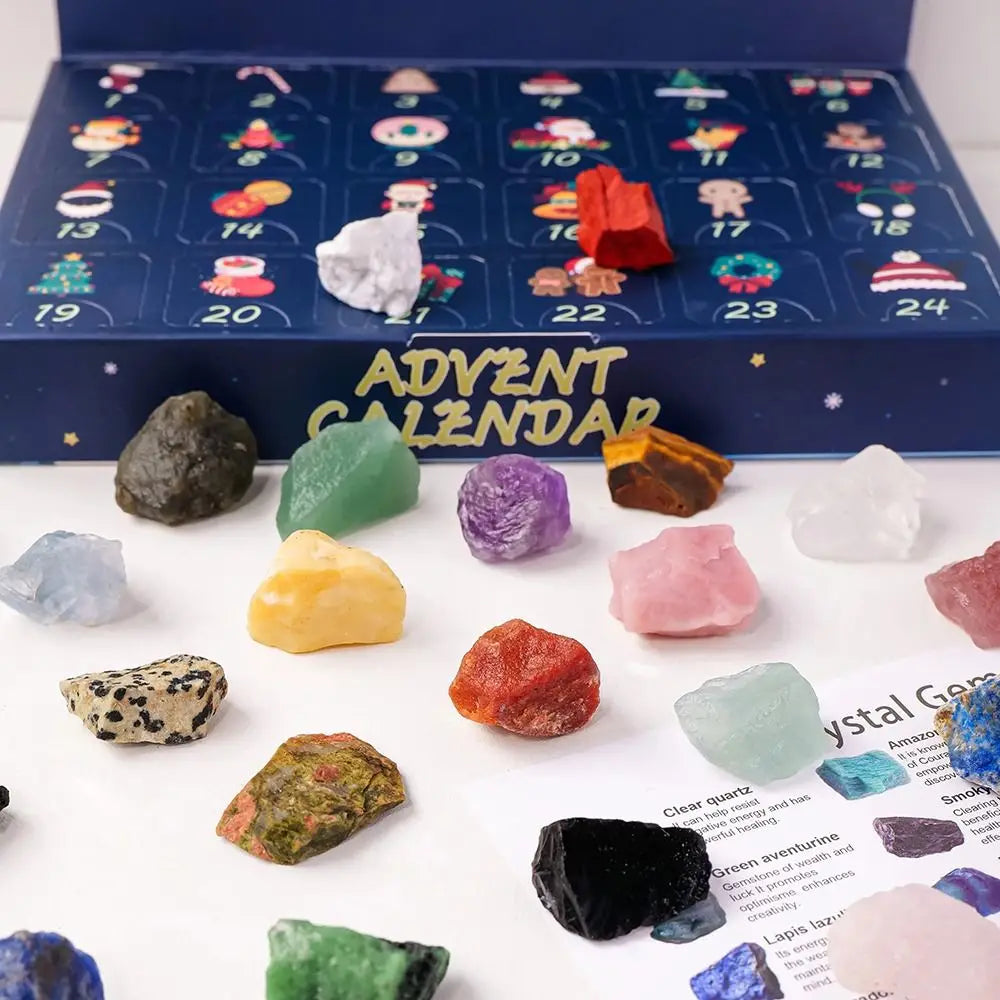 Skanto | GemNova Krystall Adventkalender – 24-dagers kalender med naturlige steiner & magisk utseende