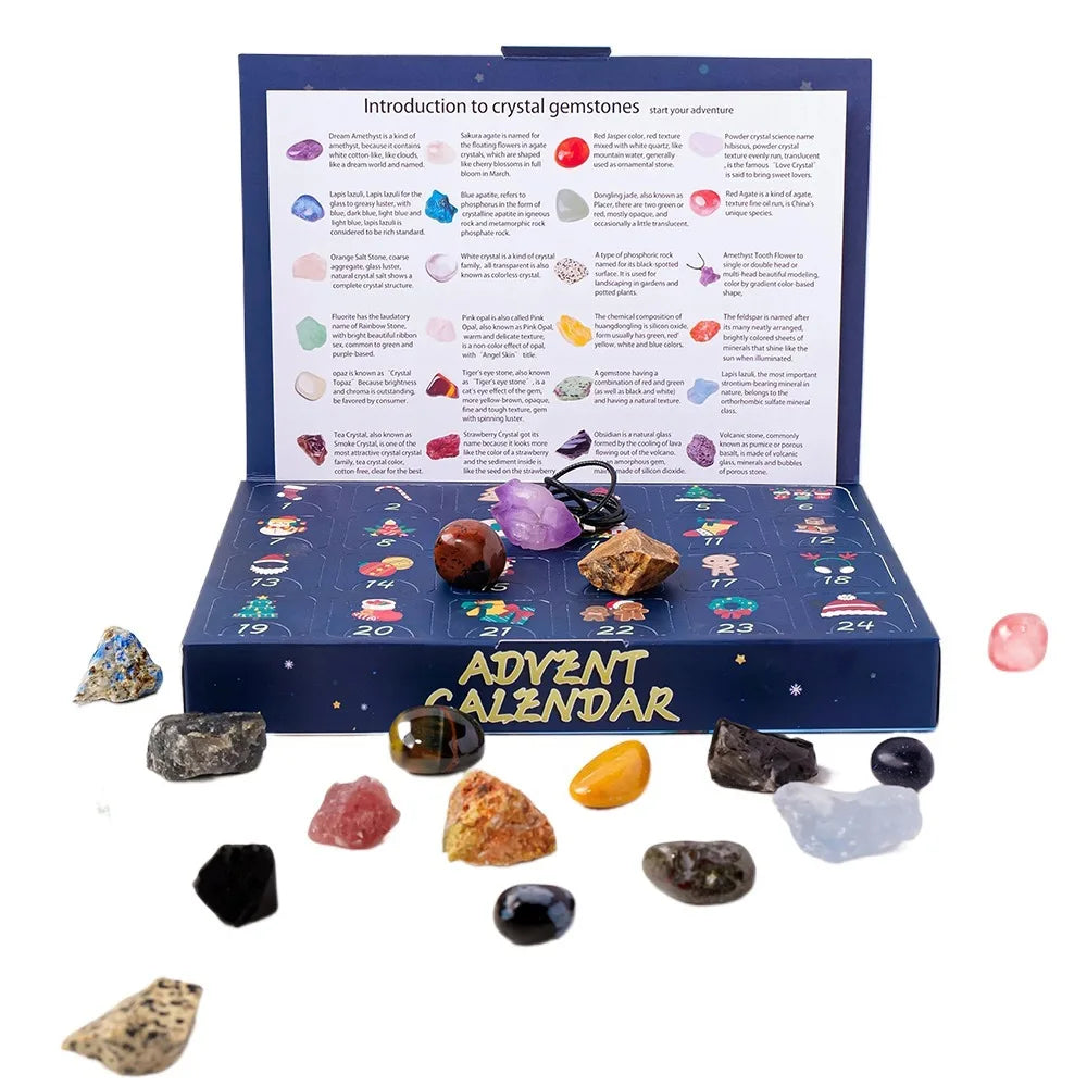 Skanto | GemNova Krystall Adventkalender – 24-dagers kalender med naturlige steiner & magisk utseende