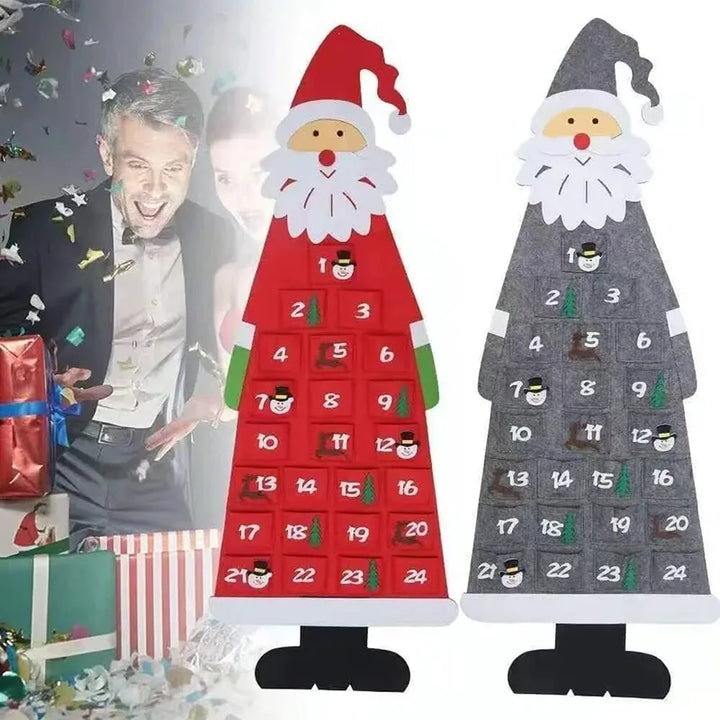 Skanto | Santa Ull Adventskalender med 24 Lommer for Barn - Fargerik Dekorasjon for Høytider