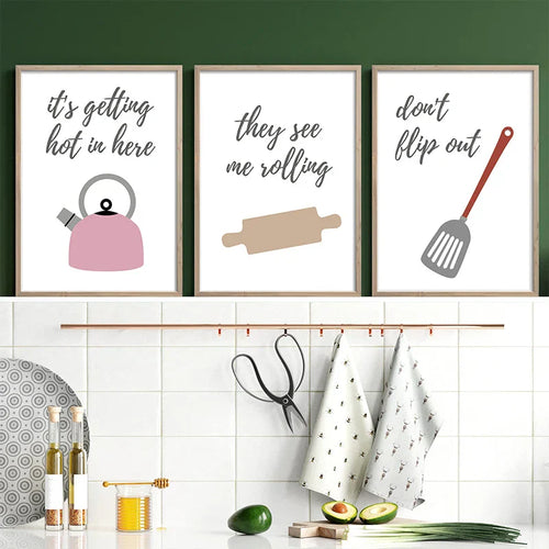 Kjøkkenlagingsredskaper Morsomme Sitater Plakater Veggkunst Fine Art Lerret Utskrifter Bilder For Kjøkken Cafe Diner Matlaging Bakekunst Kreativ Hjemmedekor | Skanto